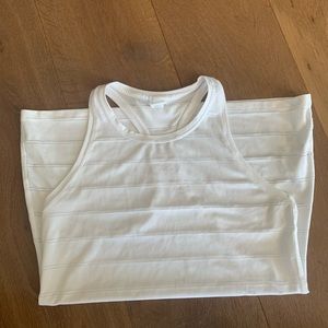White Athleta Striped Tank Top